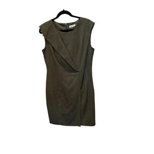Calvin Klein Women's Green Fold-Over Front Sleeveless Mini Sheath Dress Size 12